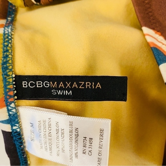 BCBGMAXAZRIA bathing suit bottom geometric bikini olive blue coral brown green - Picture 6 of 12